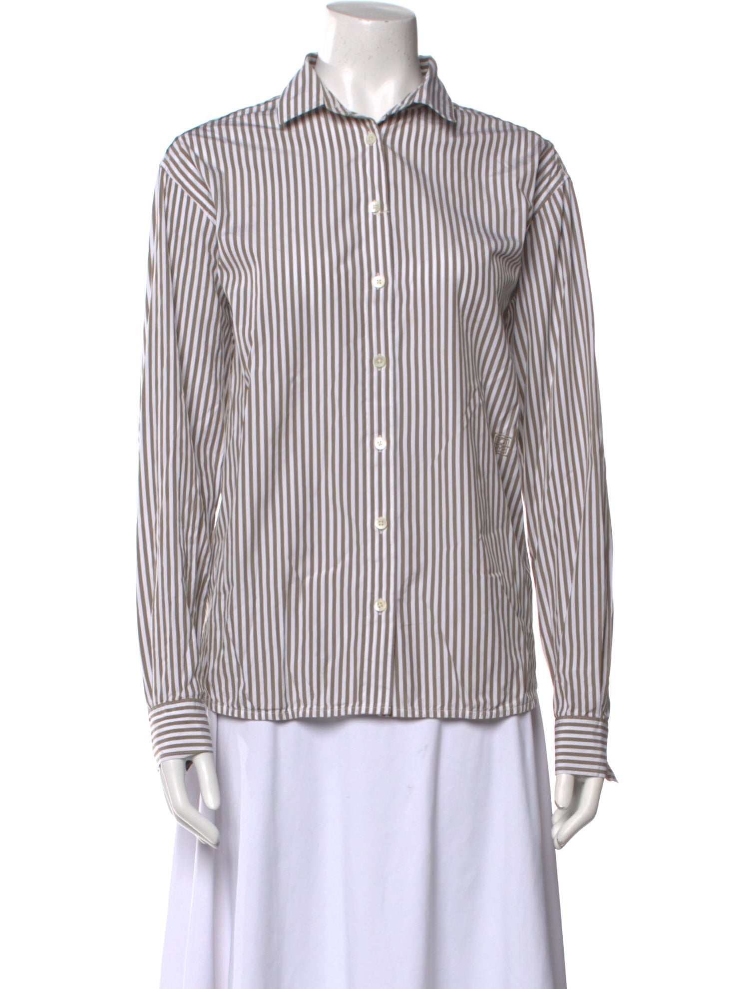 TOTEME Striped Long Sleeve Button-Up Top