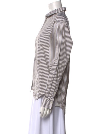 TOTEME Striped Long Sleeve Button-Up Top
