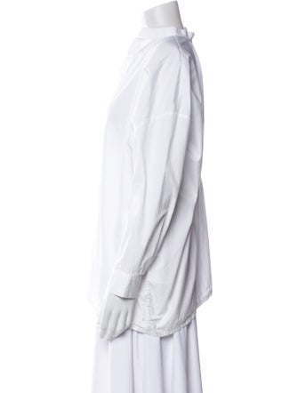 TOTEME V-Neck Long Sleeve Button-Up Top