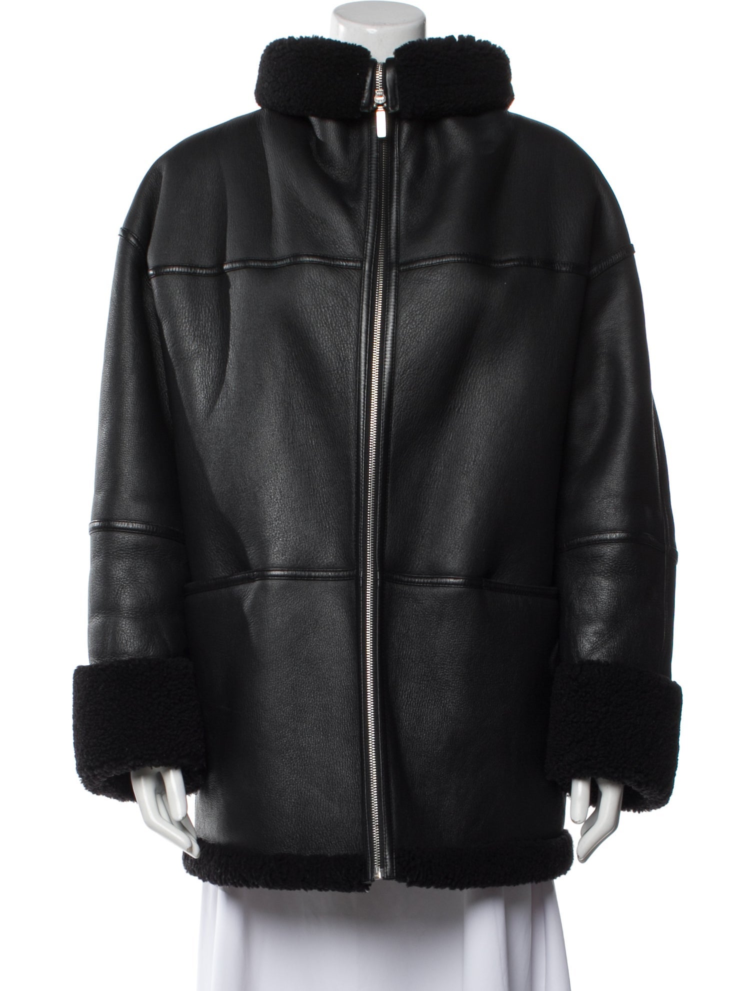 TOTEME Signature Leather Shearling Fur Jacket