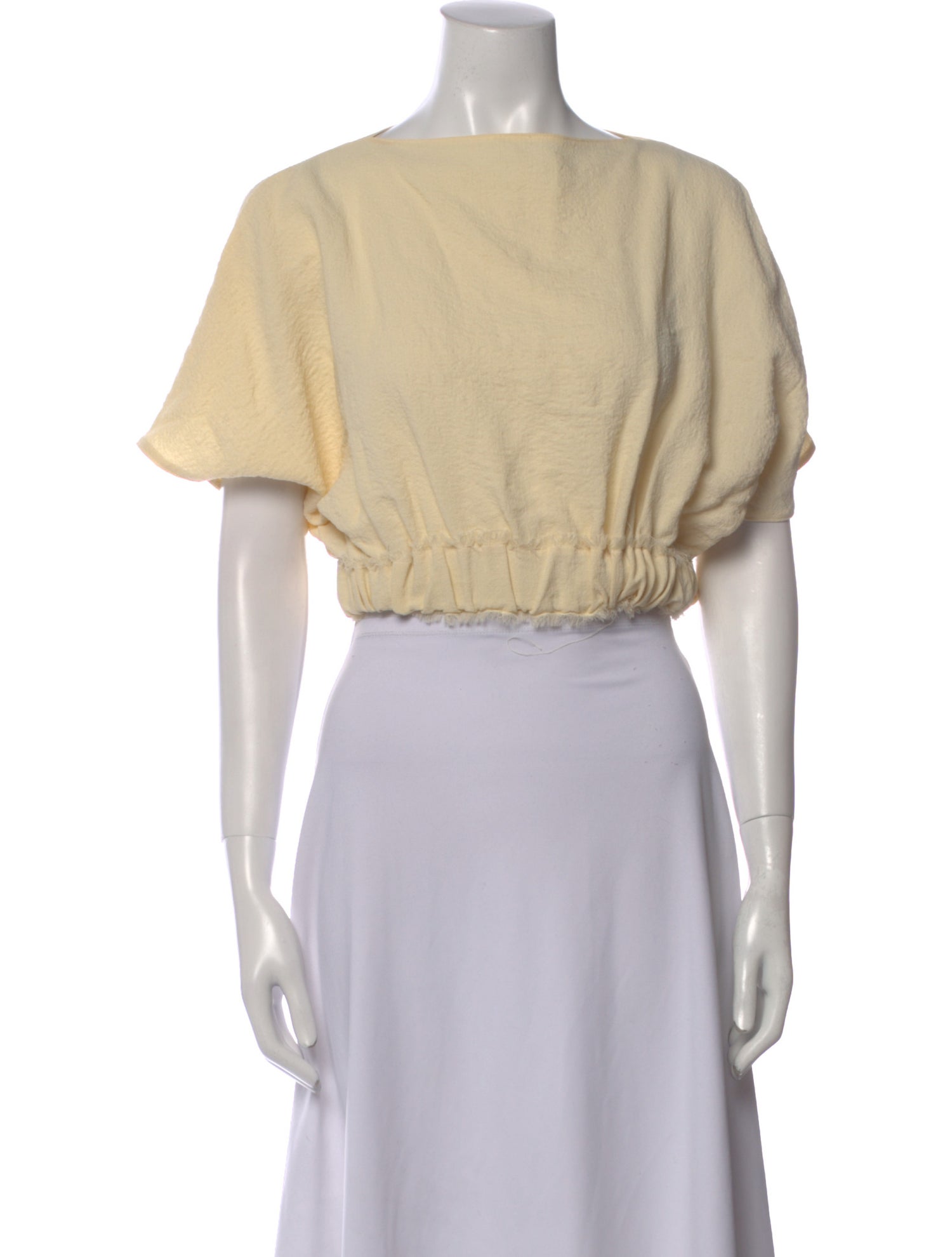 TOTEME Bateau Neckline Short Sleeve Crop Top