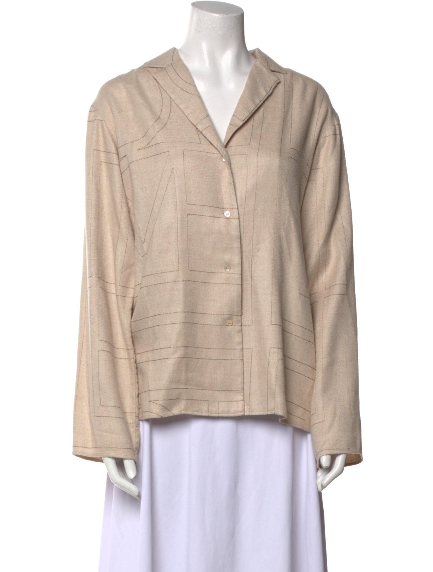 TOTEME V-Neck Long Sleeve Button-Up Top