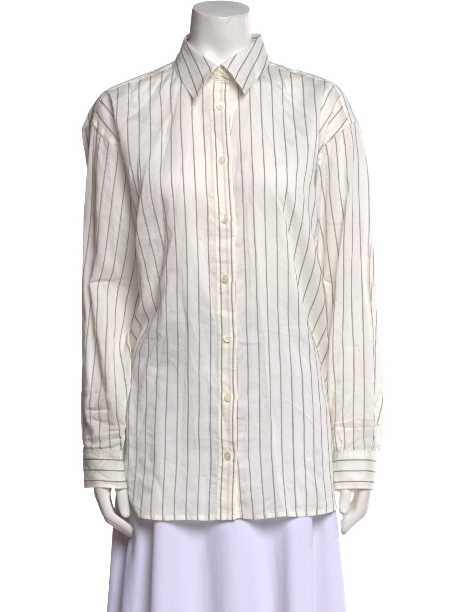 TOTEME Classic Stripe Long Sleeve Striped Button-Up Top