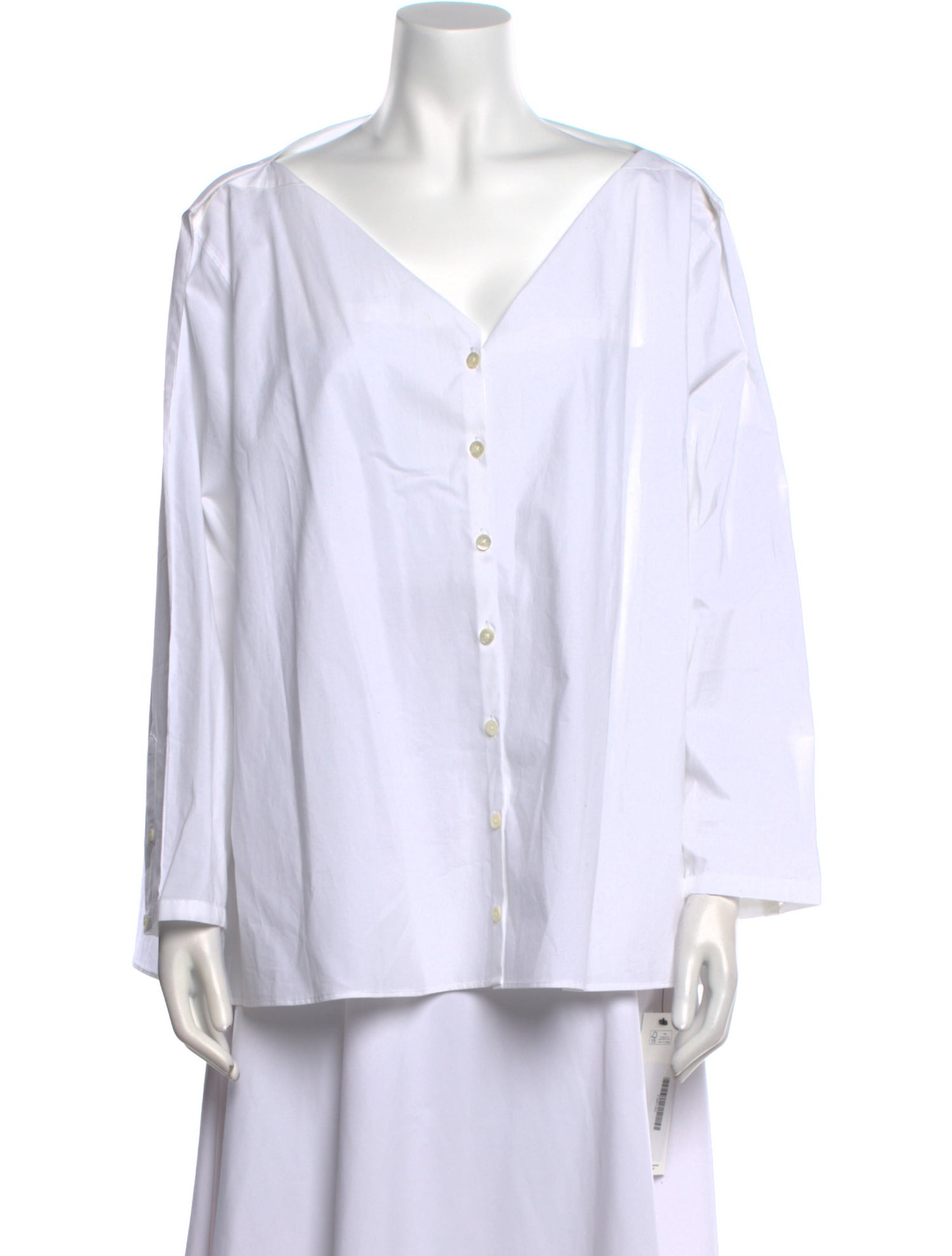 TOTEME Boatneck Poplin V-Neck Button-Up Top