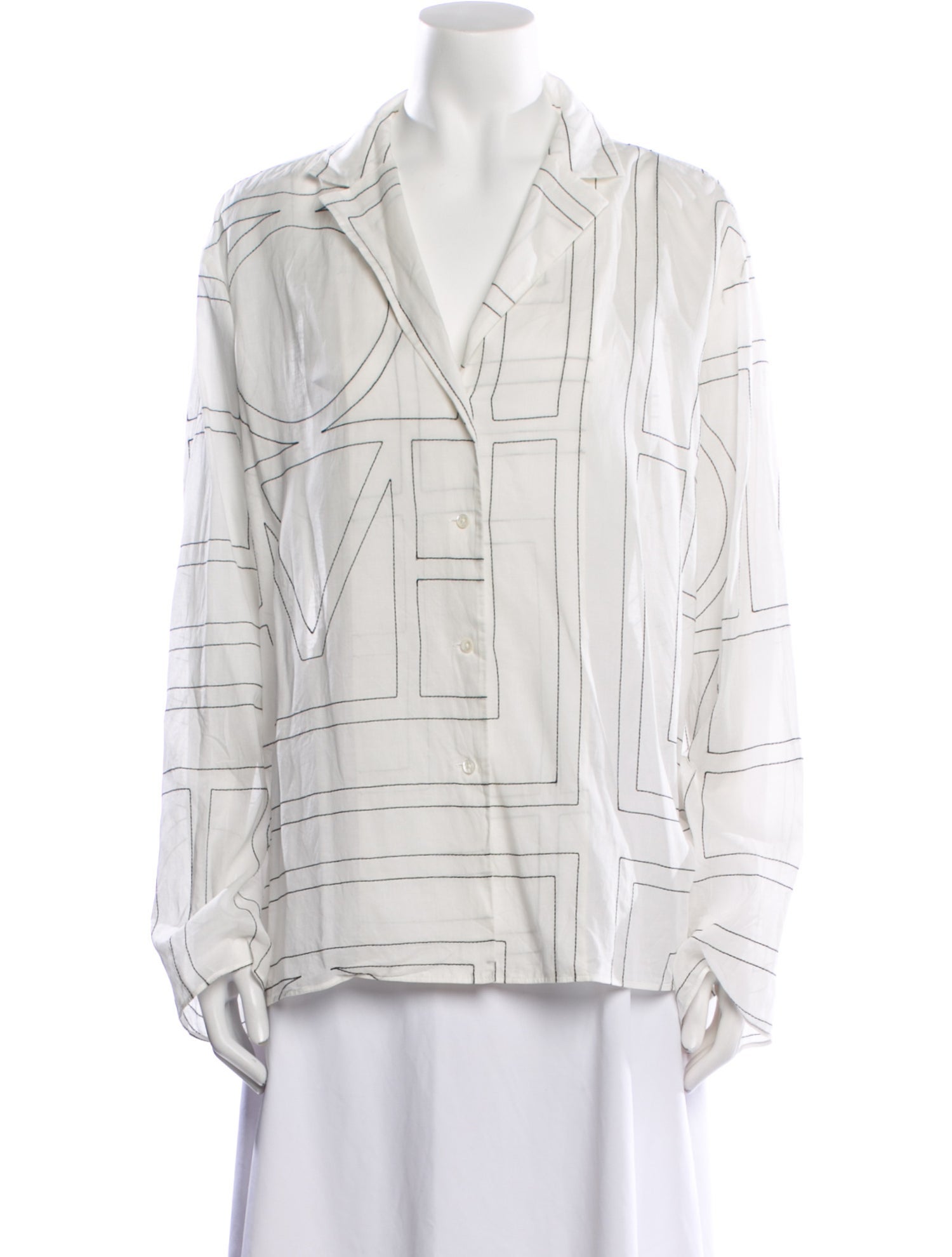 TOTEME Printed V-Neck Button-Up Top