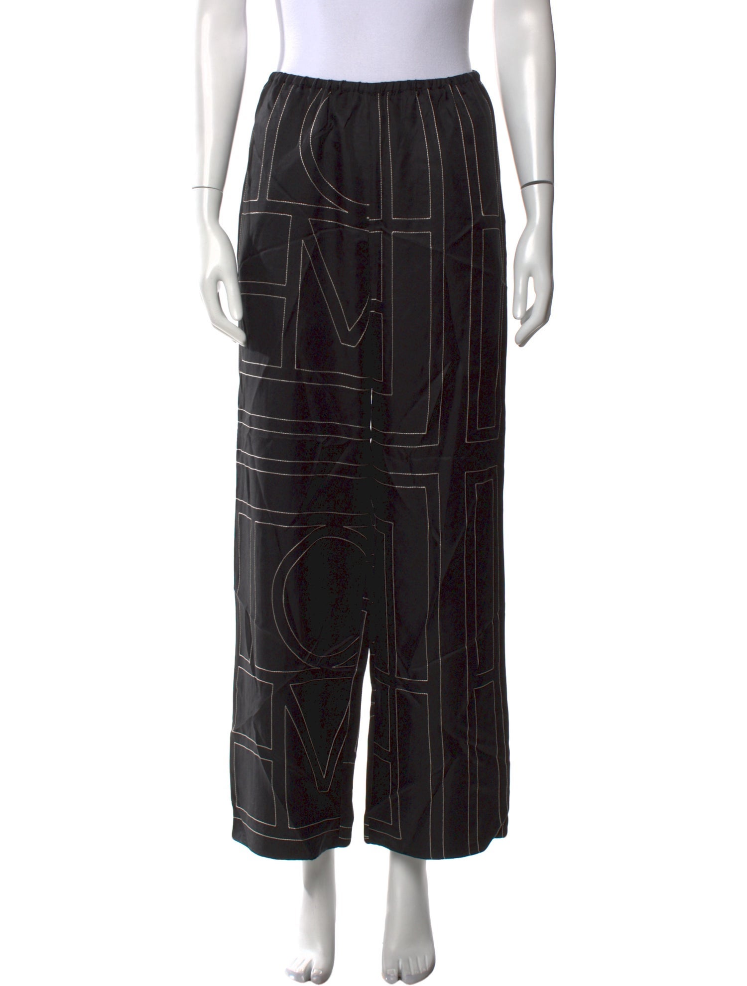 TOTEME Silk Embroidered Accent Pajamas