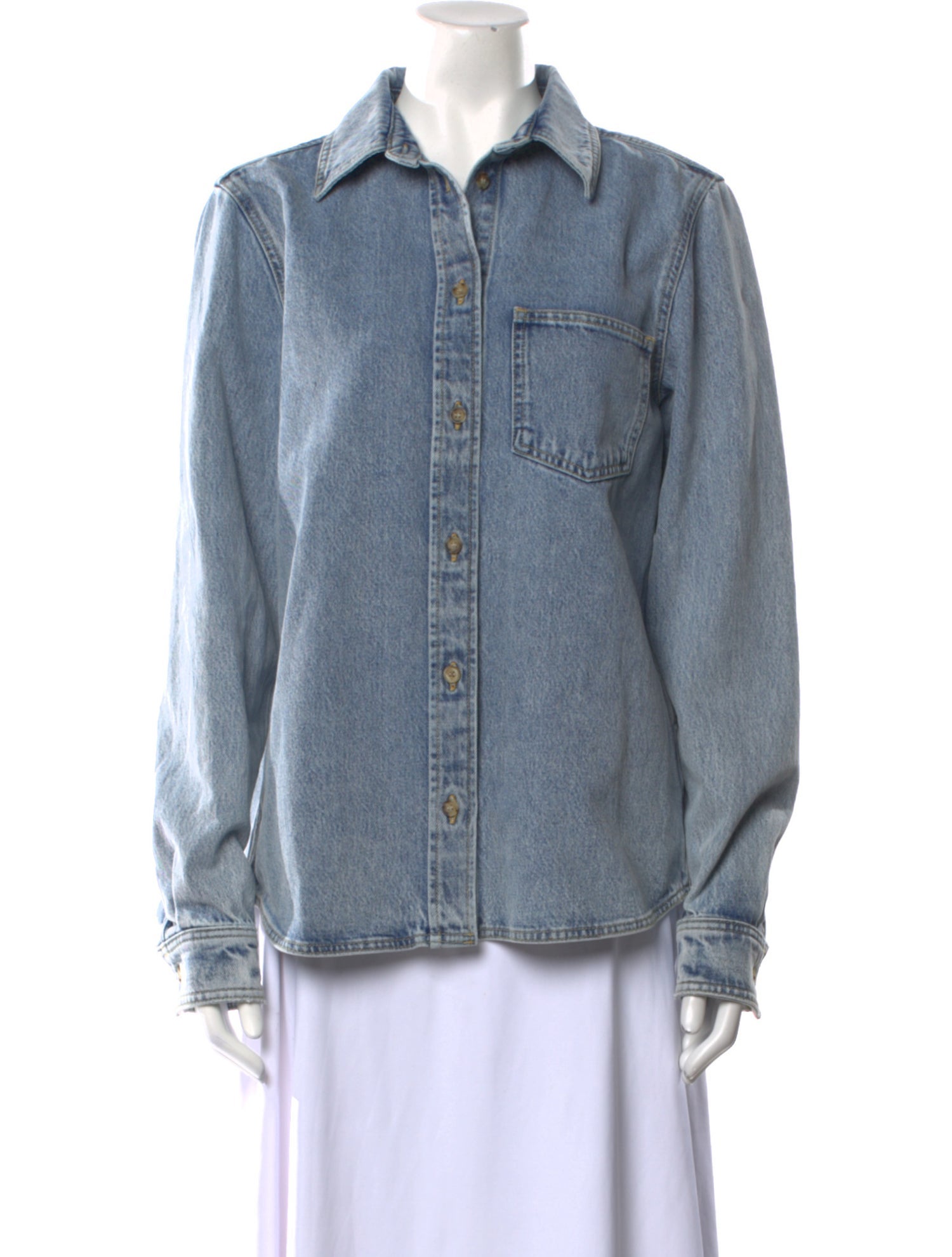 TOTEME Petite Denim Long Sleeve Button-Up Top