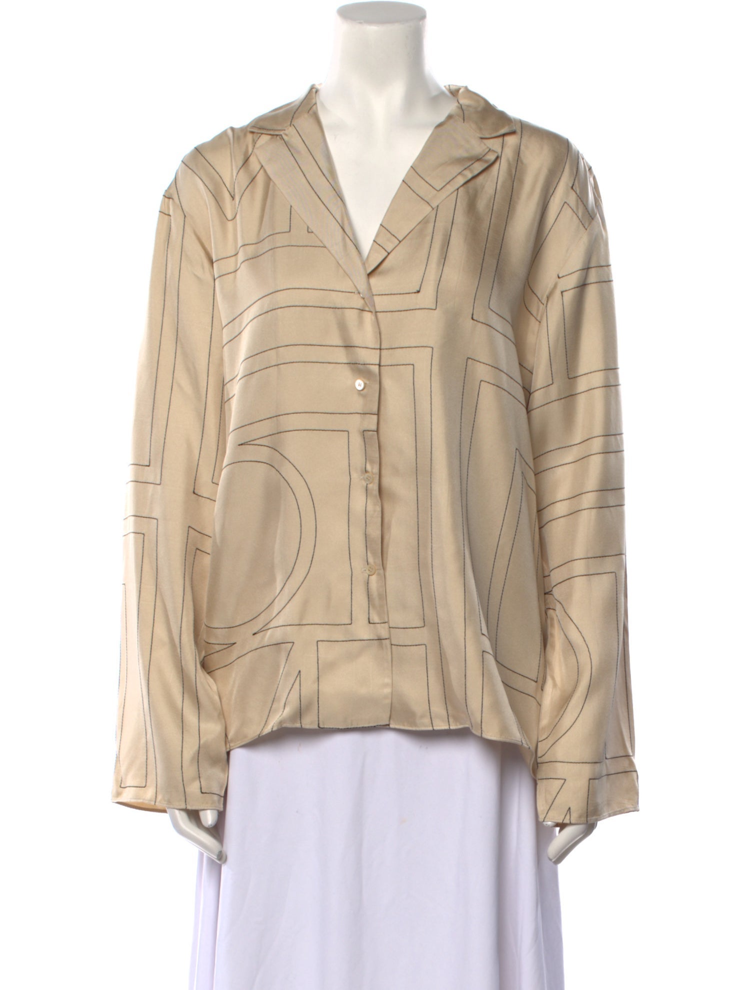 TOTEME Monogram Long Sleeve Silk Pajamas