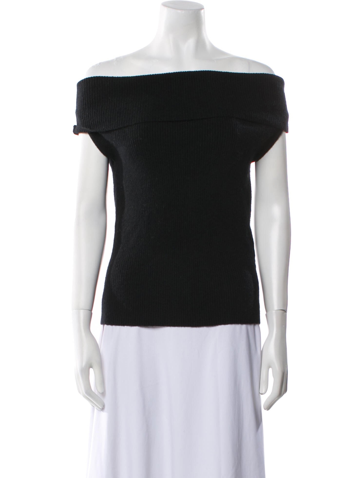 TOTEME Off-Shoulder Rib Knit Wool Sweater