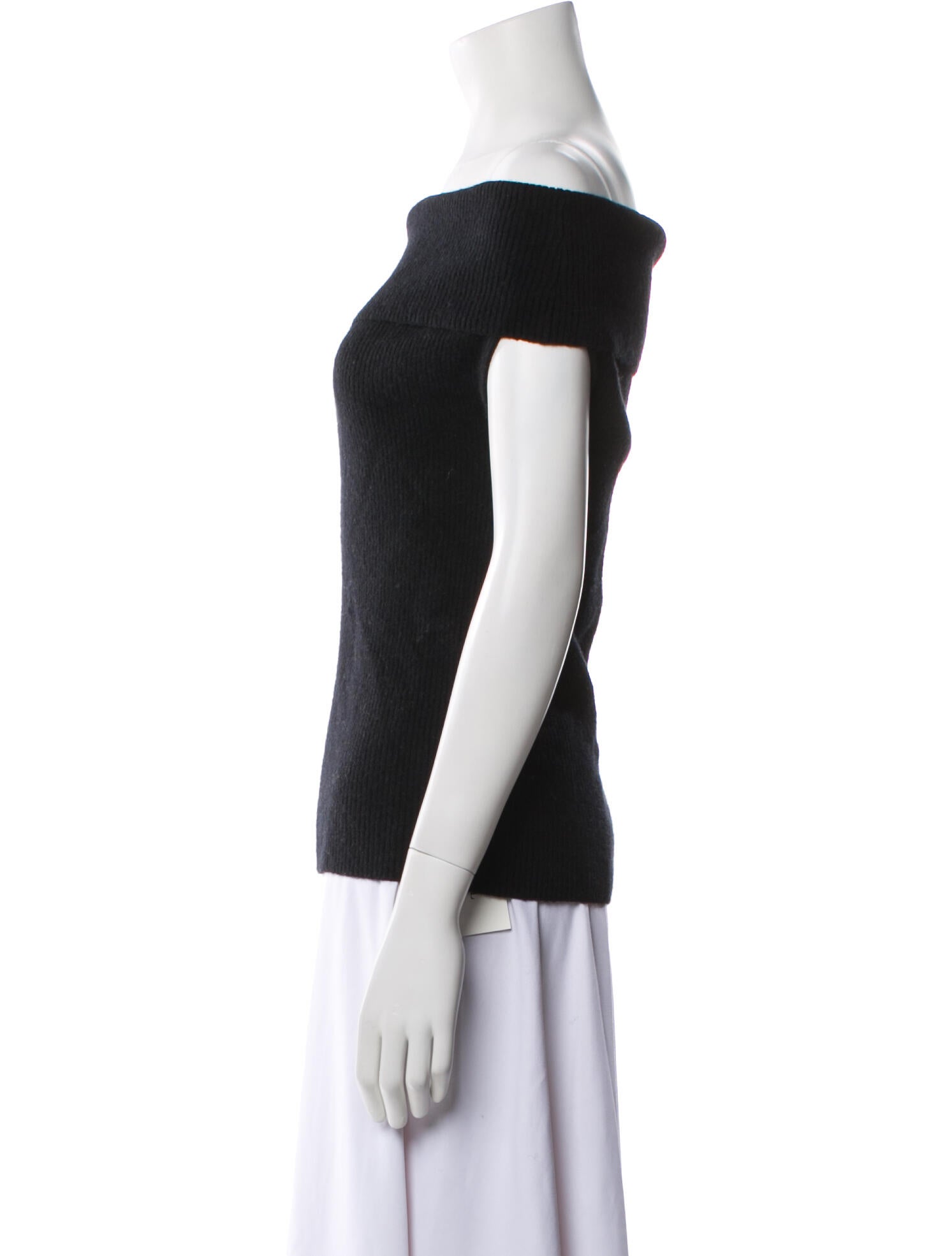 TOTEME Off-Shoulder Rib Knit Wool Sweater