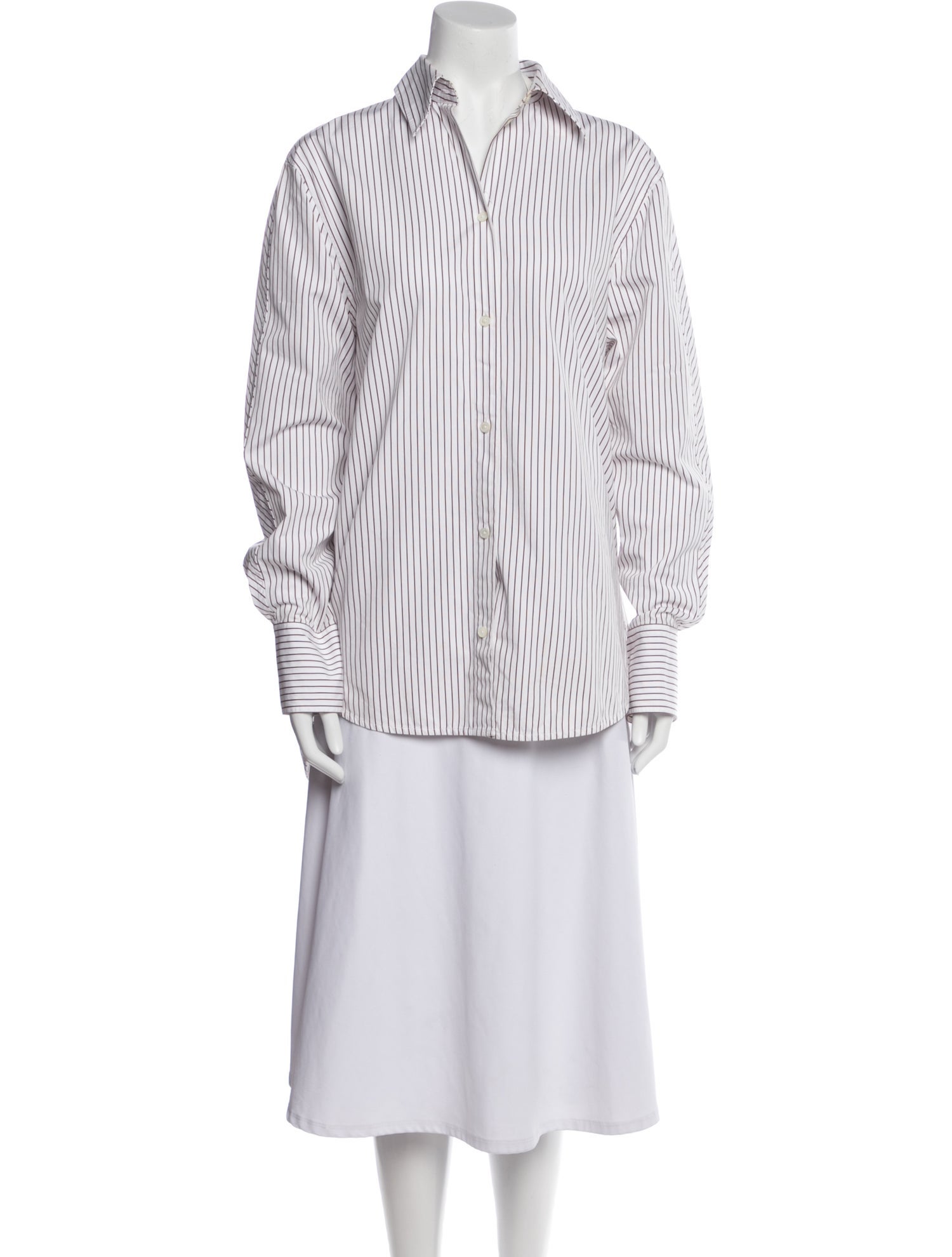 TOTEME Striped Long Sleeve Button-Up Top