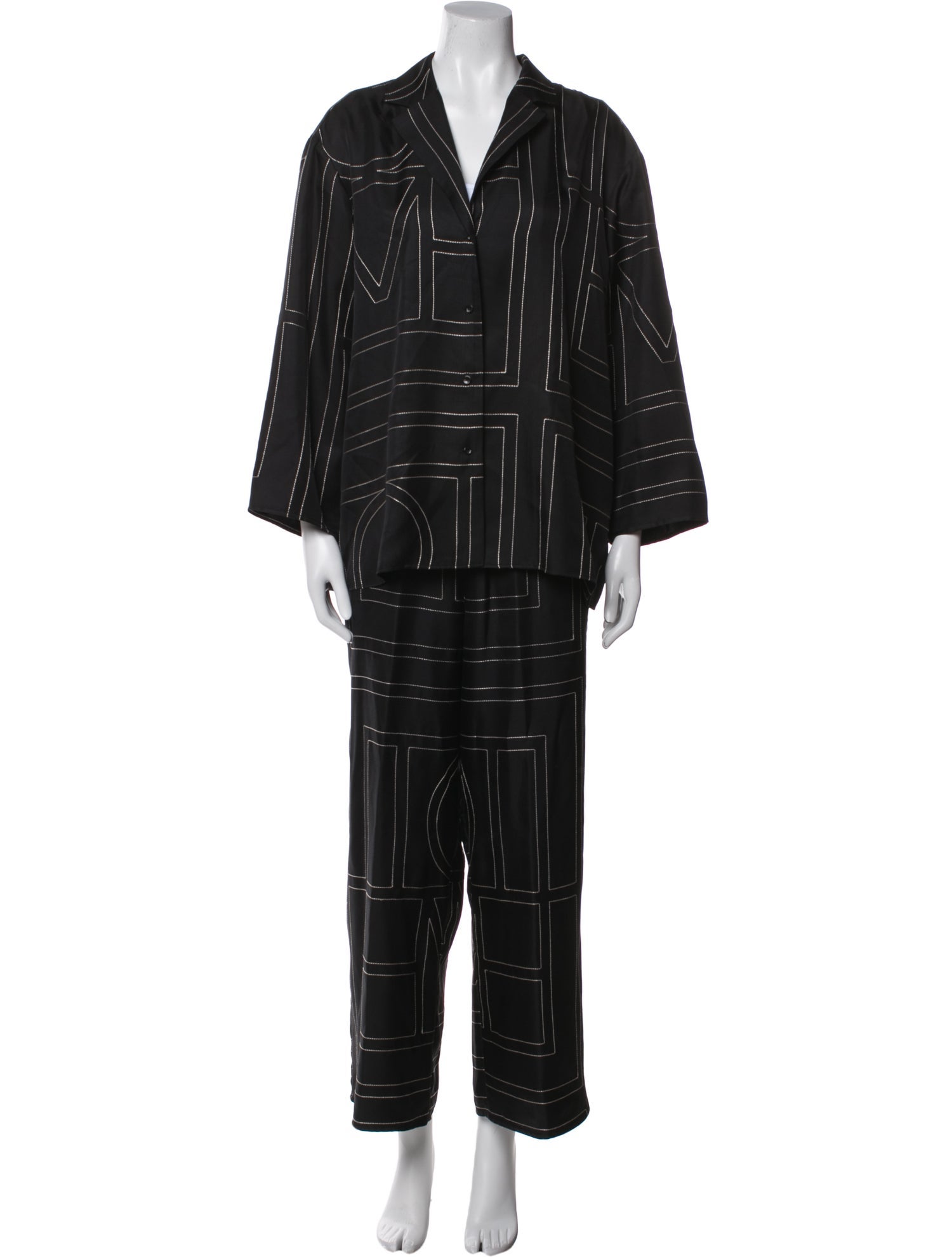 TOTEME Monogram PJ Silk Lounge Set