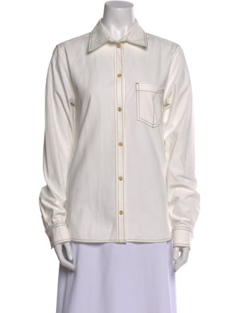 TOTEME Petite Tumbled Long Sleeve Button-Up Top