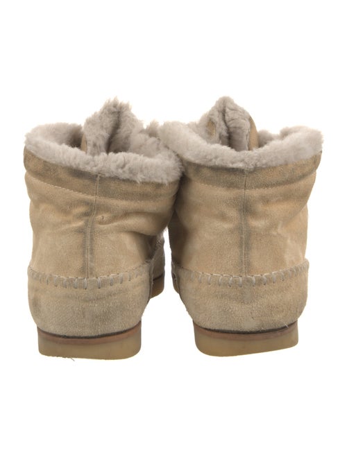 TOTEME Suede Fur Trim Lace-Up Boots