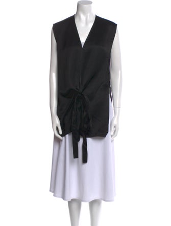 TOTEME Twisted Satin Tie Sleeveless V-Neck Tunic