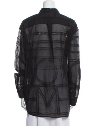 TOTEME Monogram Mock Neck Button-Up Top