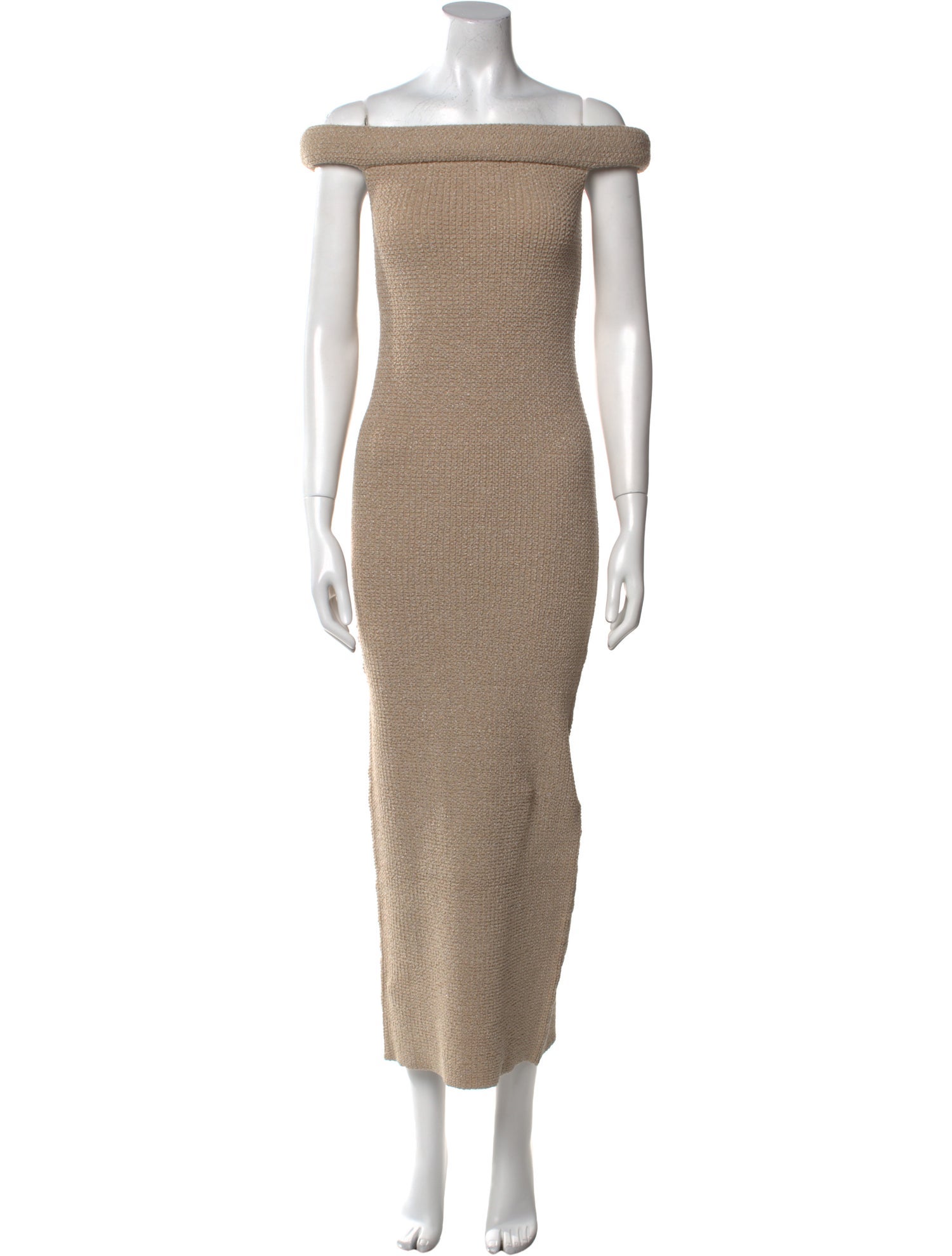 TOTEME Off-Shoulder Roll Knit Midi Length Dress