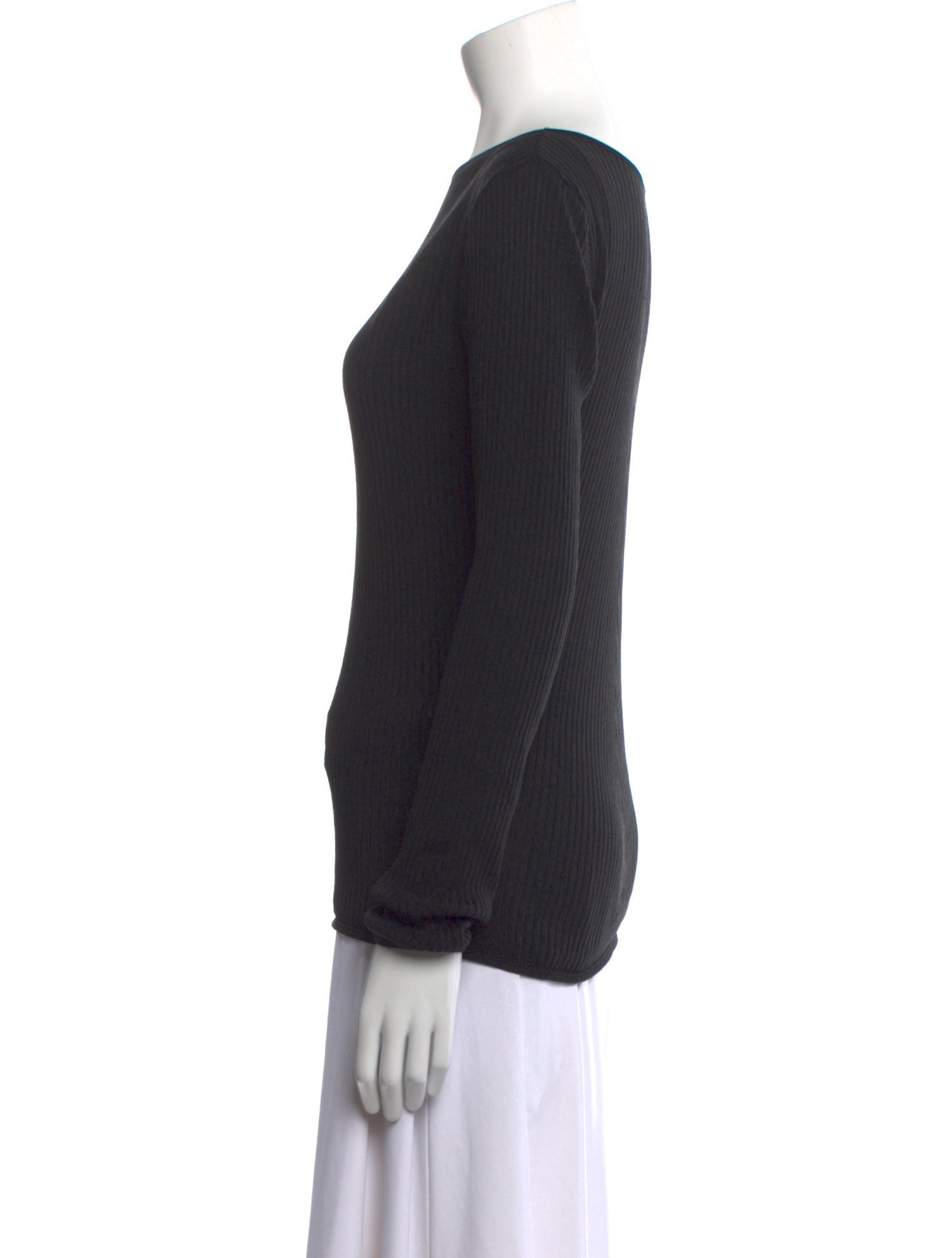 TOTEME Diagonal Rib Top Bateau Neckline Top