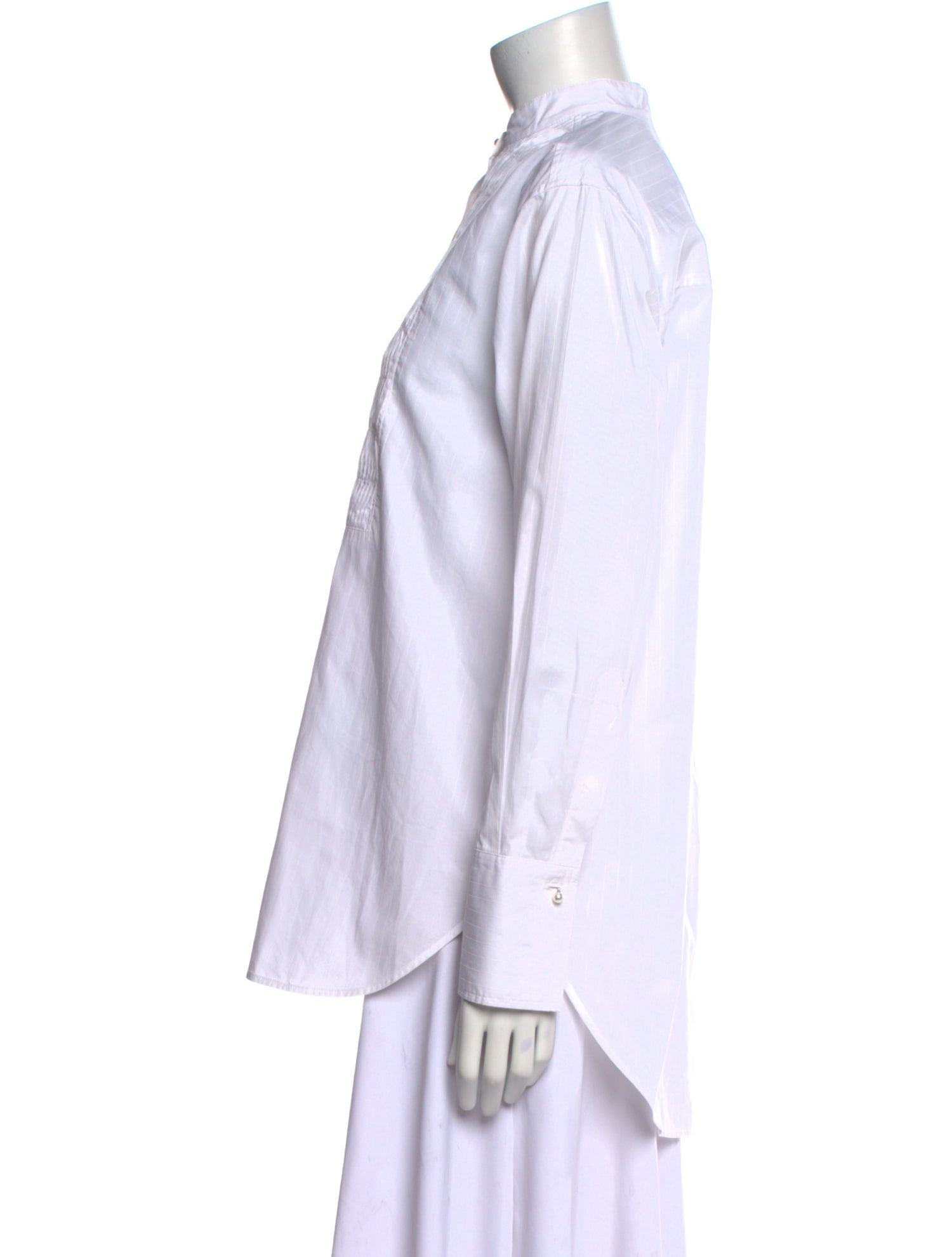 TOTEME Mock Neck Long Sleeve Button-Up Top