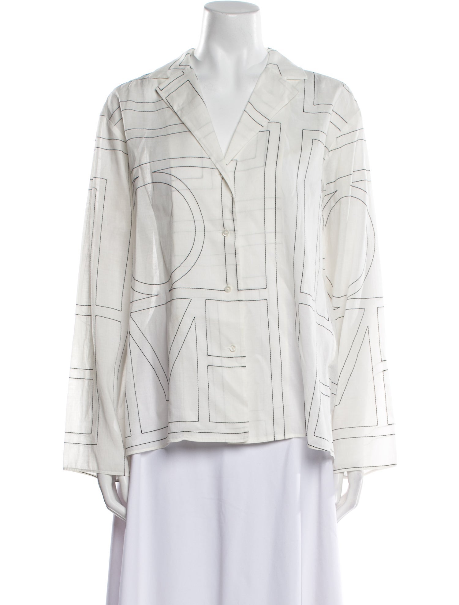 TOTEME Printed Long Sleeve Button-Up Top