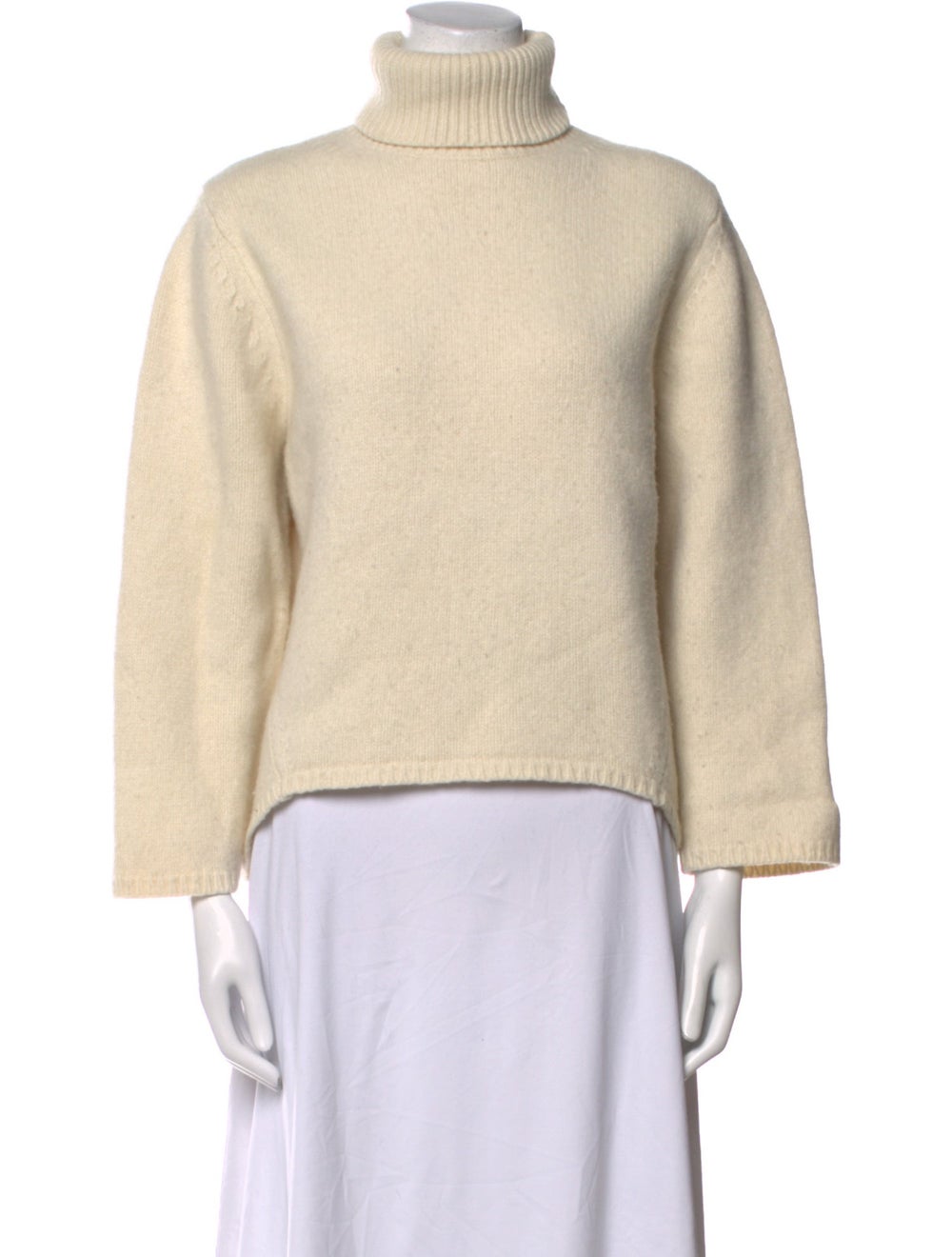 Toteme Wool Turtleneck Neutrals Three-Quarter Sle… - image 1