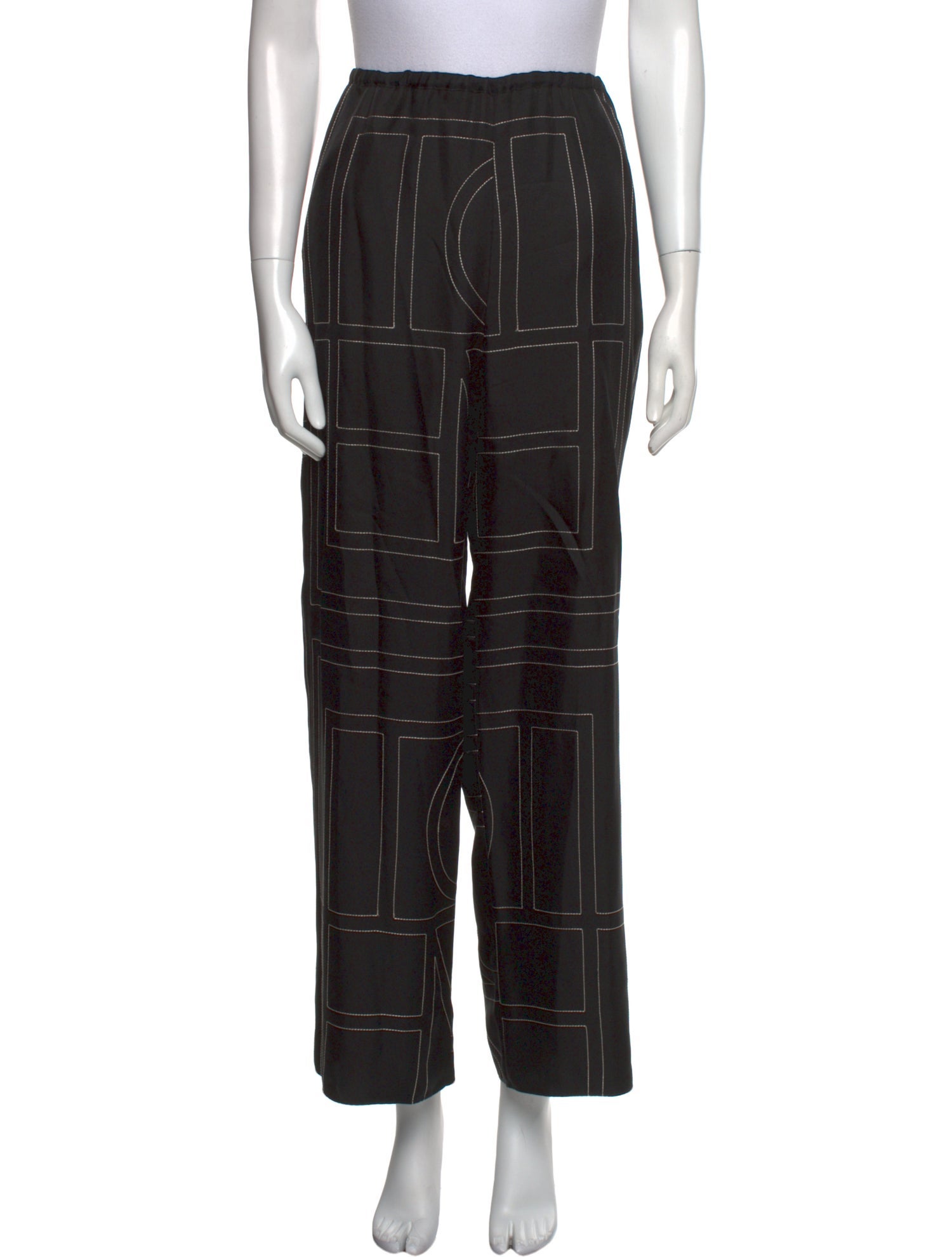 TOTEME Silk Embroidered Accent Pajamas