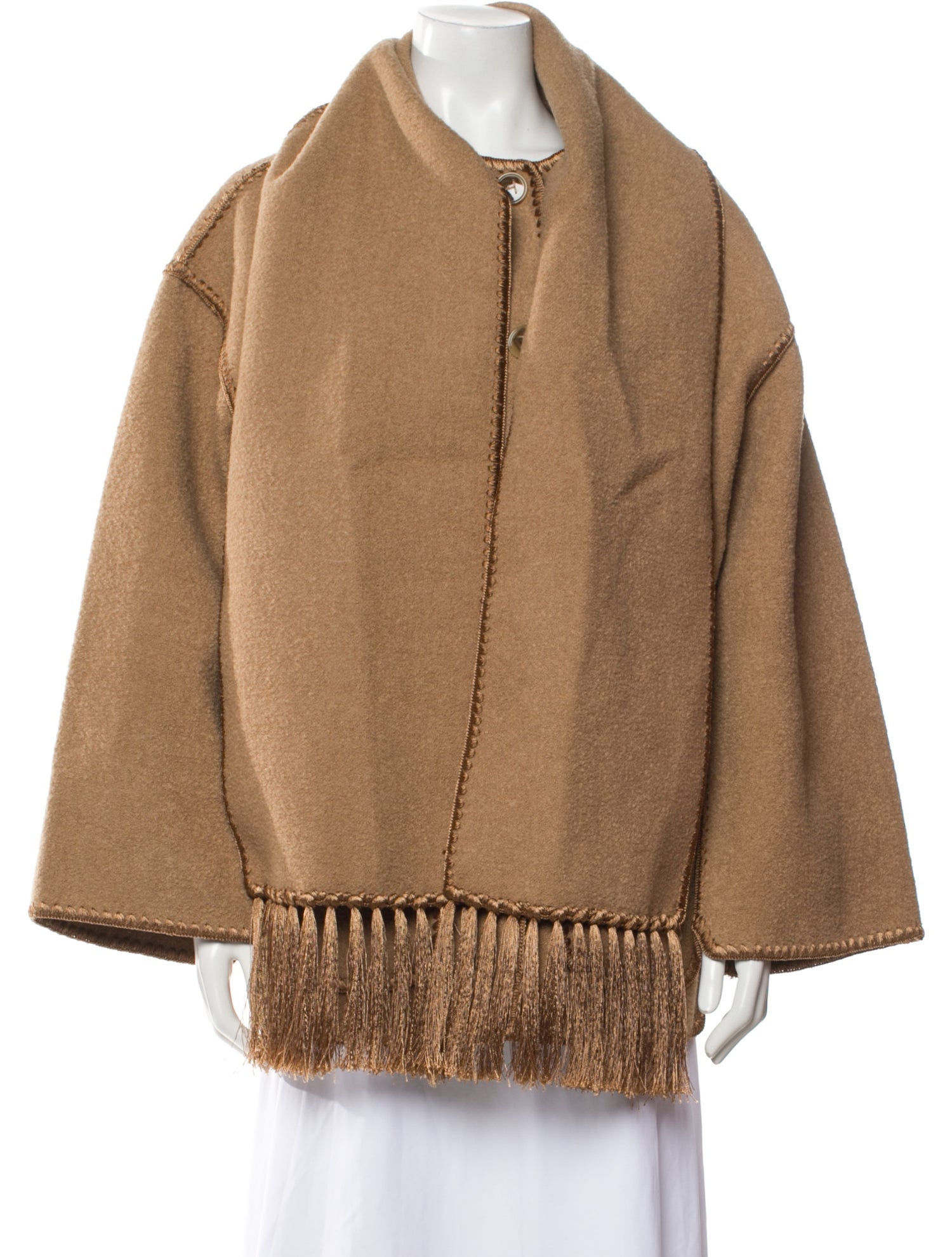 TOTEME Embroidered Scarf Wool Poncho