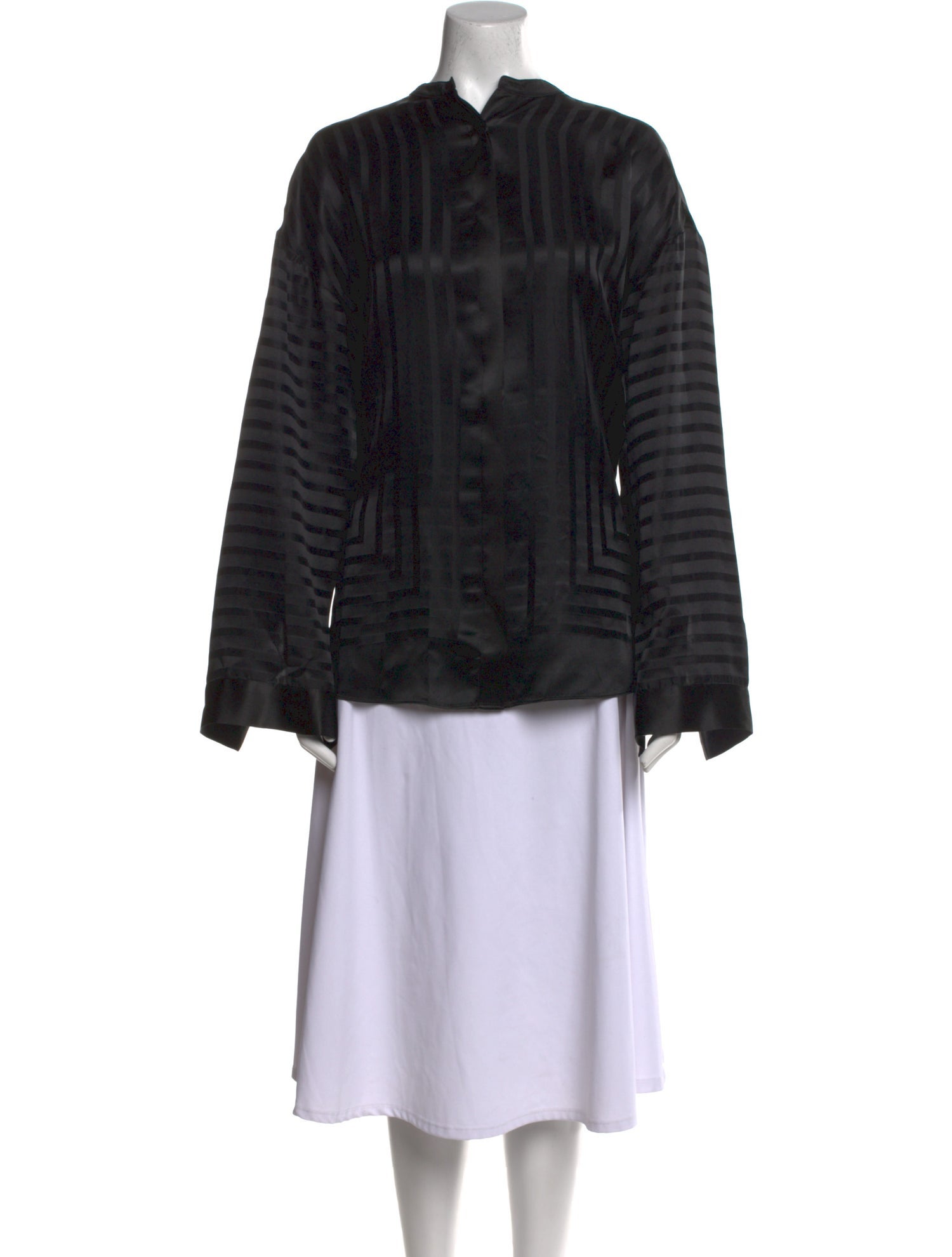 TOTEME Silk Mock Neck Button-Up Top