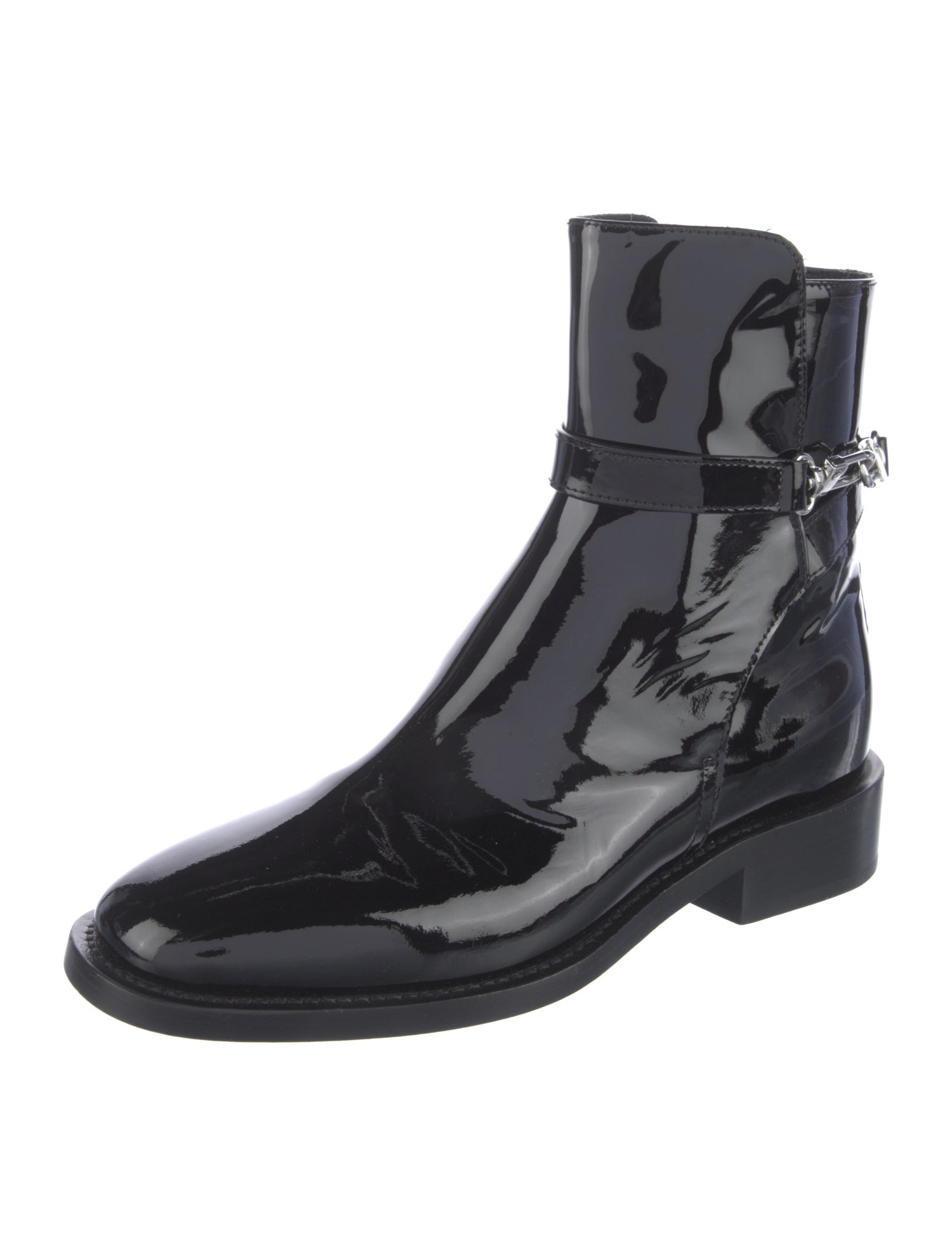 TOTEME Patent Leather Polka Dot Print Rain Boots