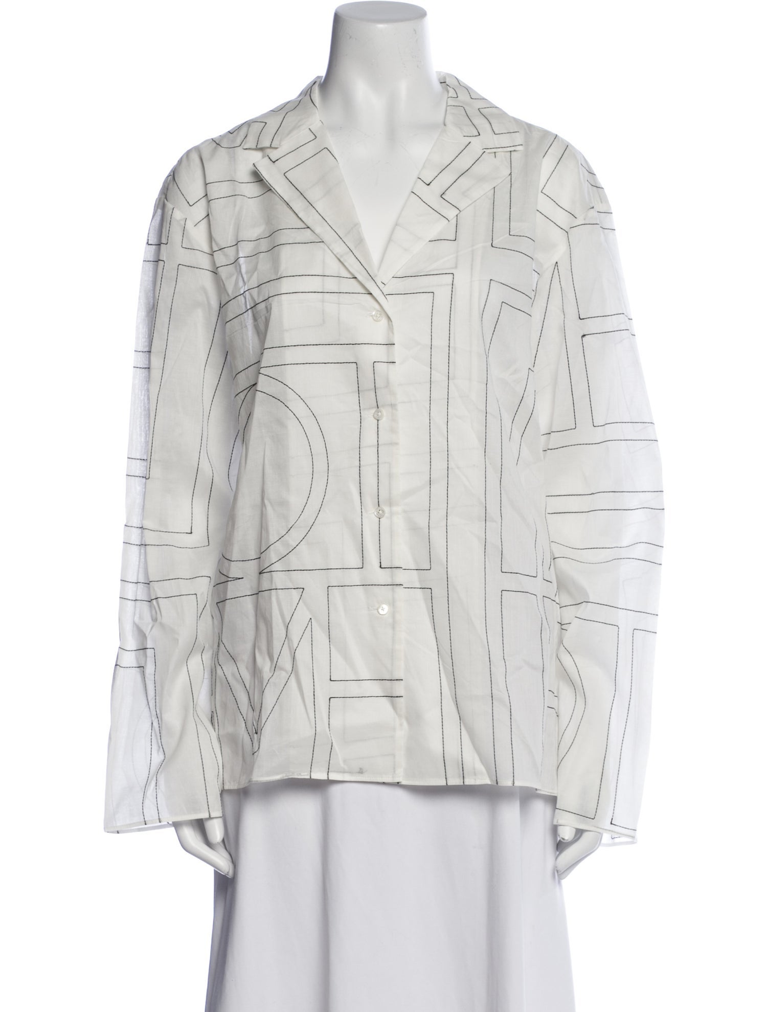 TOTEME Printed V-Neck Button-Up Top w/ Tags