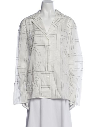 TOTEME Printed V-Neck Button-Up Top w/ Tags