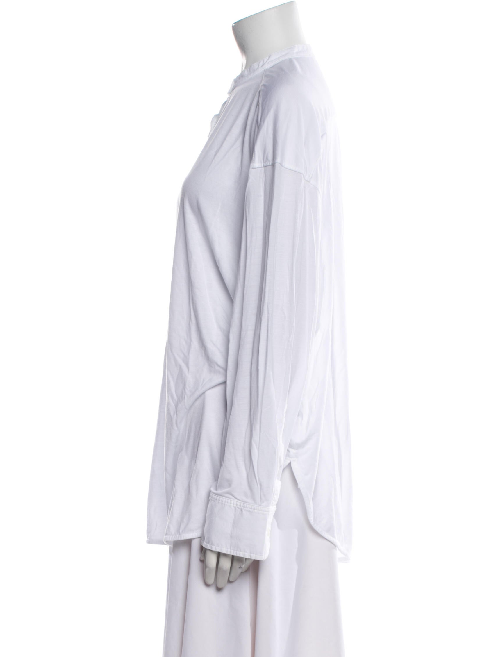 TOTEME Mock Neck Long Sleeve Button-Up Top