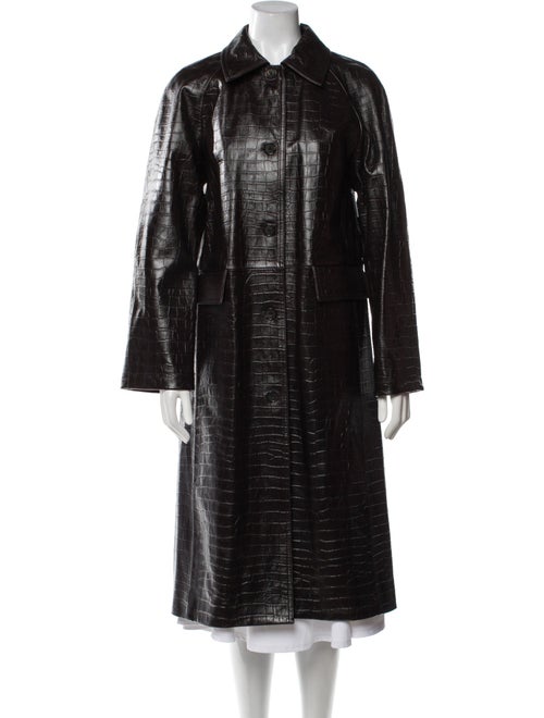 TOTEME Raglan-Sleeve Croco Embossed Leather Trench Coat