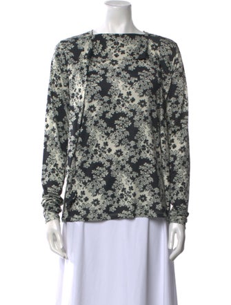 TOTEME Tie Neck Jersey Turtleneck Floral Print Blouse