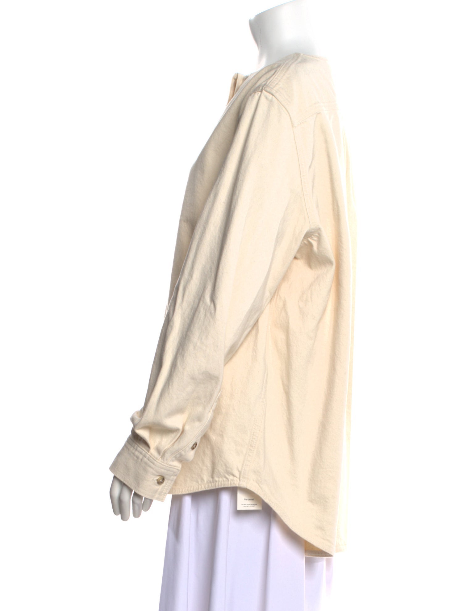 TOTEME Collarless Denim Bateau Neckline Sweatshirt