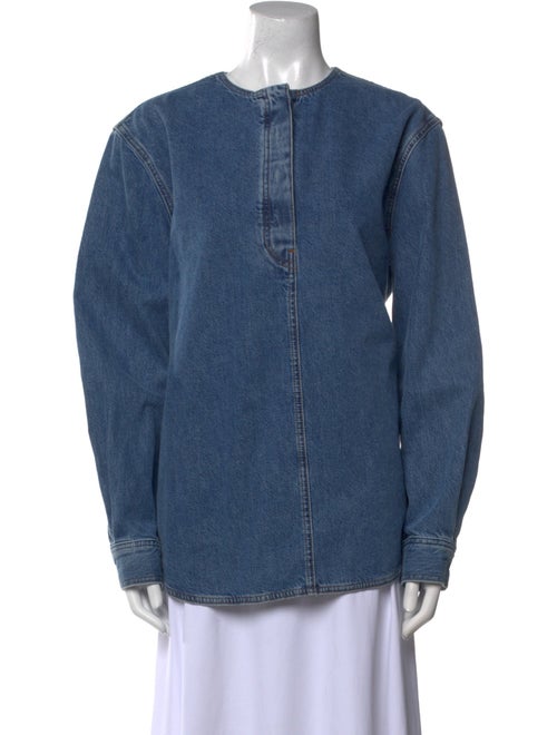 TOTEME Crew Neck Long Sleeve Button-Up Top