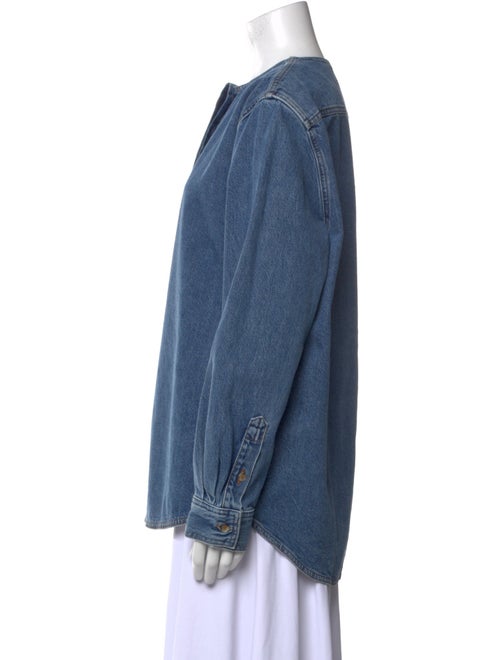 TOTEME Crew Neck Long Sleeve Button-Up Top