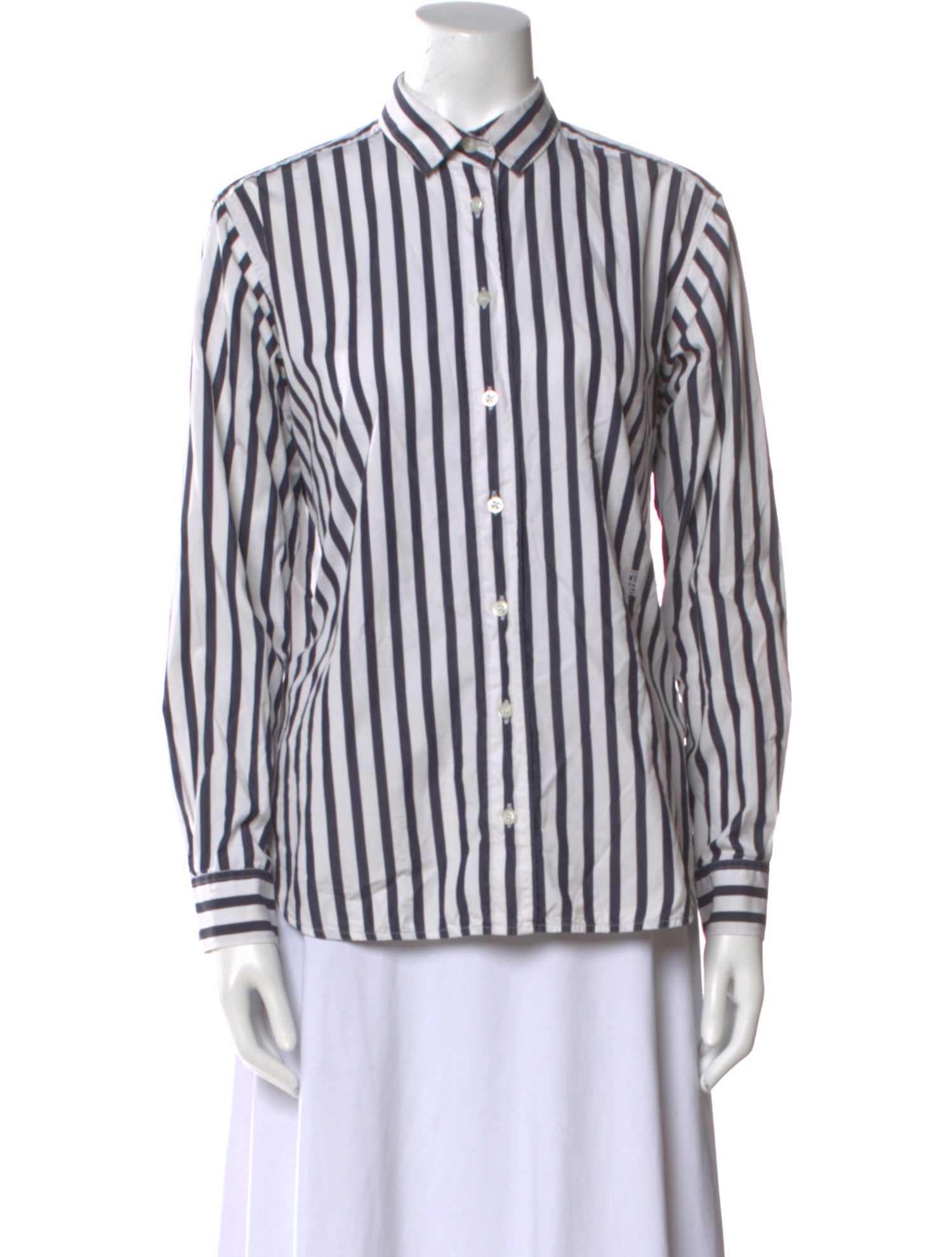 TOTEME Striped Long Sleeve Button-Up Top