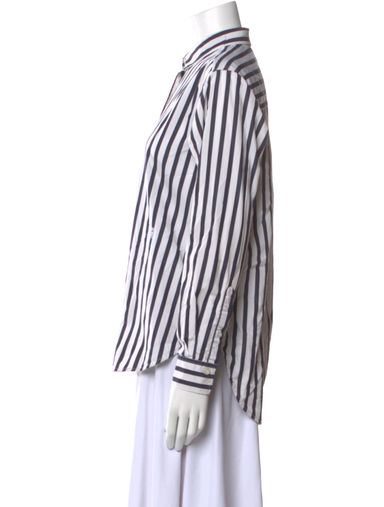 TOTEME Striped Long Sleeve Button-Up Top