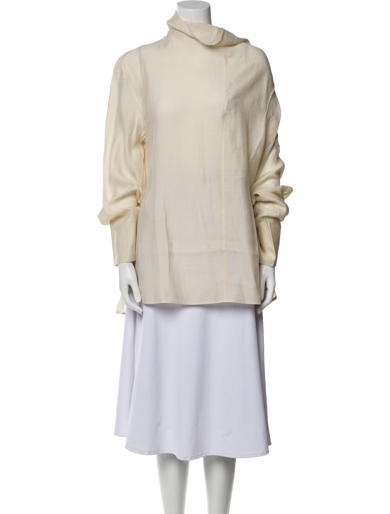 TOTEME Funnel-Neck Organza Blouse Mock Neck Sweatshirt w/ Tags