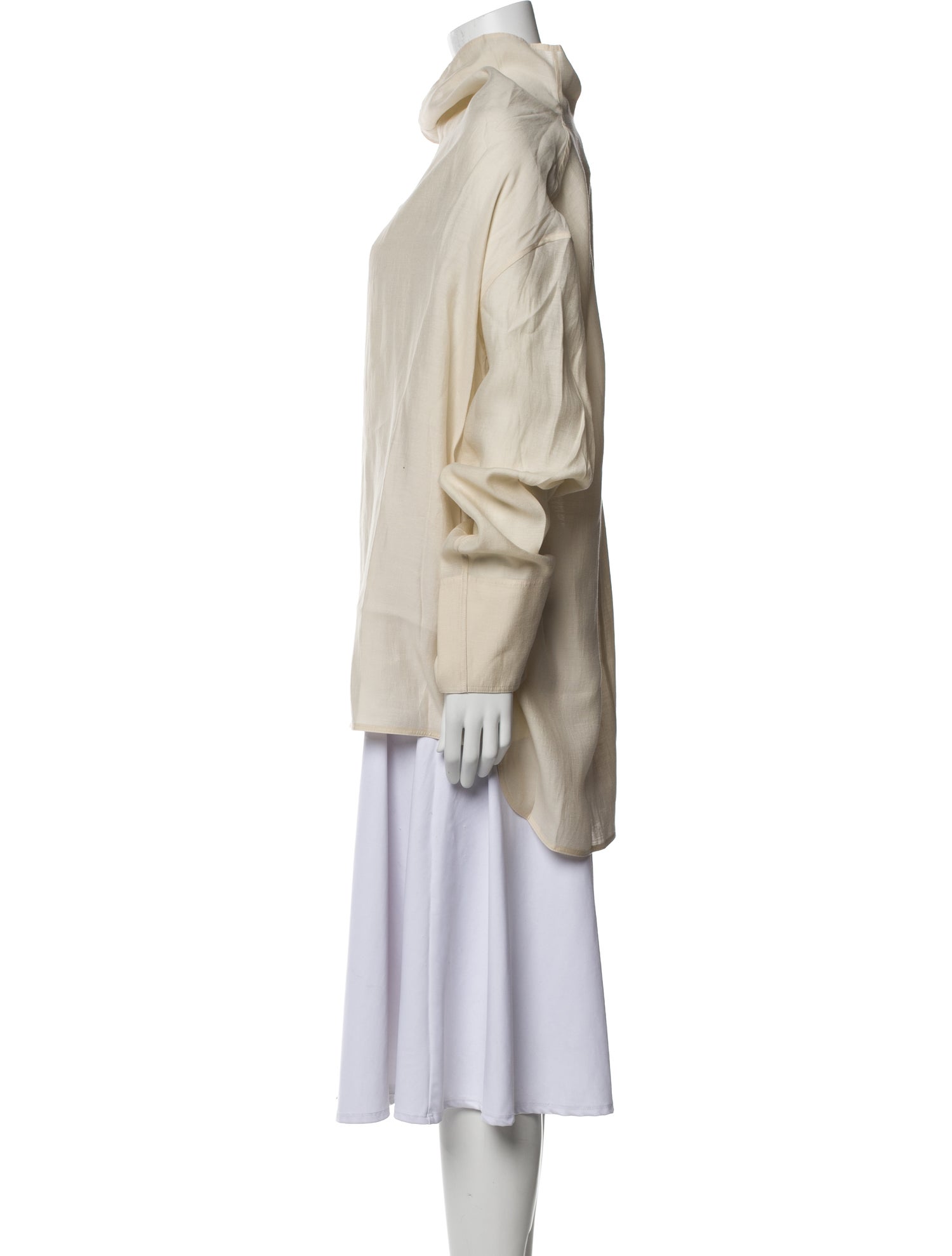 TOTEME Funnel-Neck Organza Blouse Mock Neck Sweatshirt w/ Tags