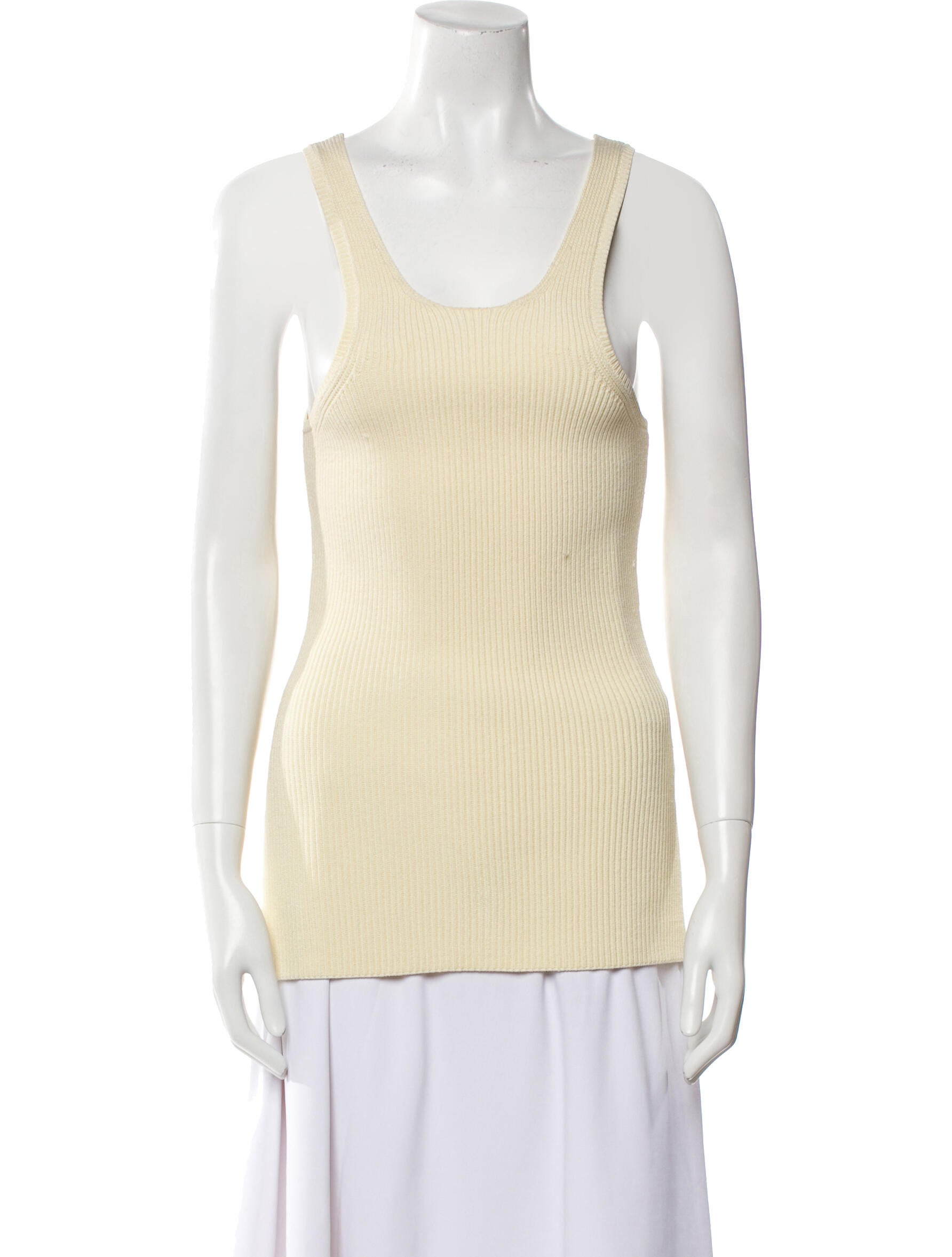 TOTEME Curved Compact Knit Tank Scoop Neck Top