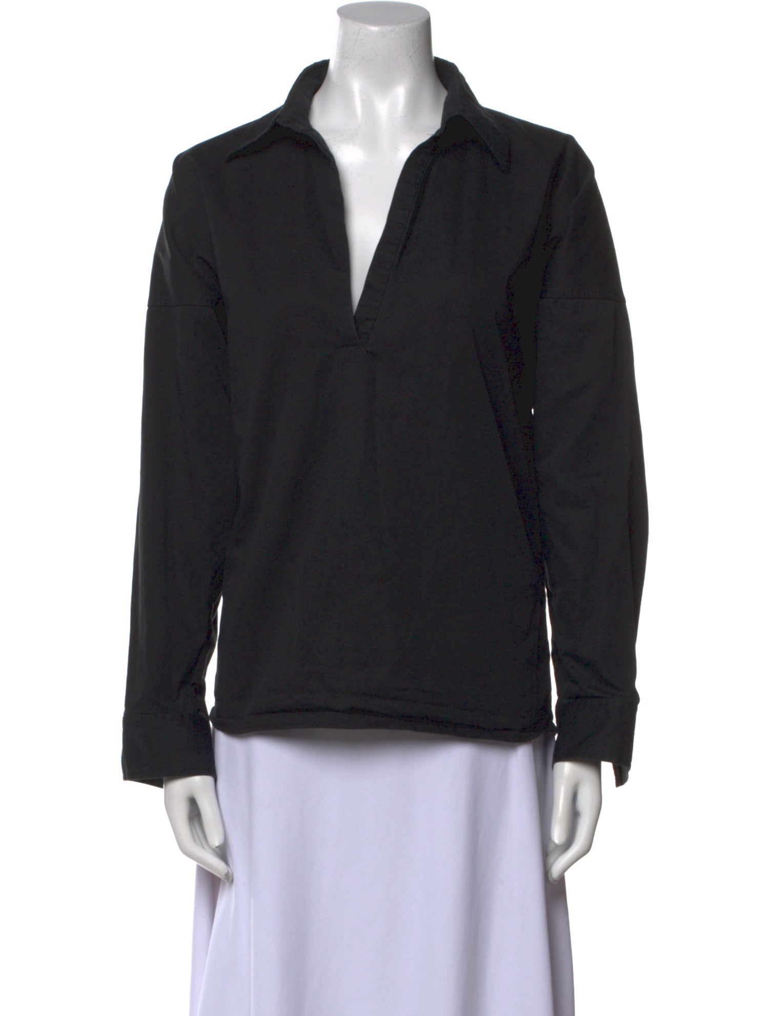 TOTEME Washed Cotton Shirt V-Neck Blouse