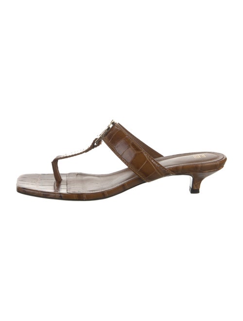 TOTEME Embossed Leather T-Strap Sandals