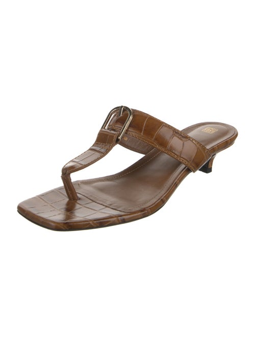 TOTEME Embossed Leather T-Strap Sandals