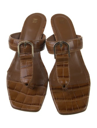 TOTEME Embossed Leather T-Strap Sandals