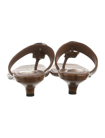 TOTEME Embossed Leather T-Strap Sandals