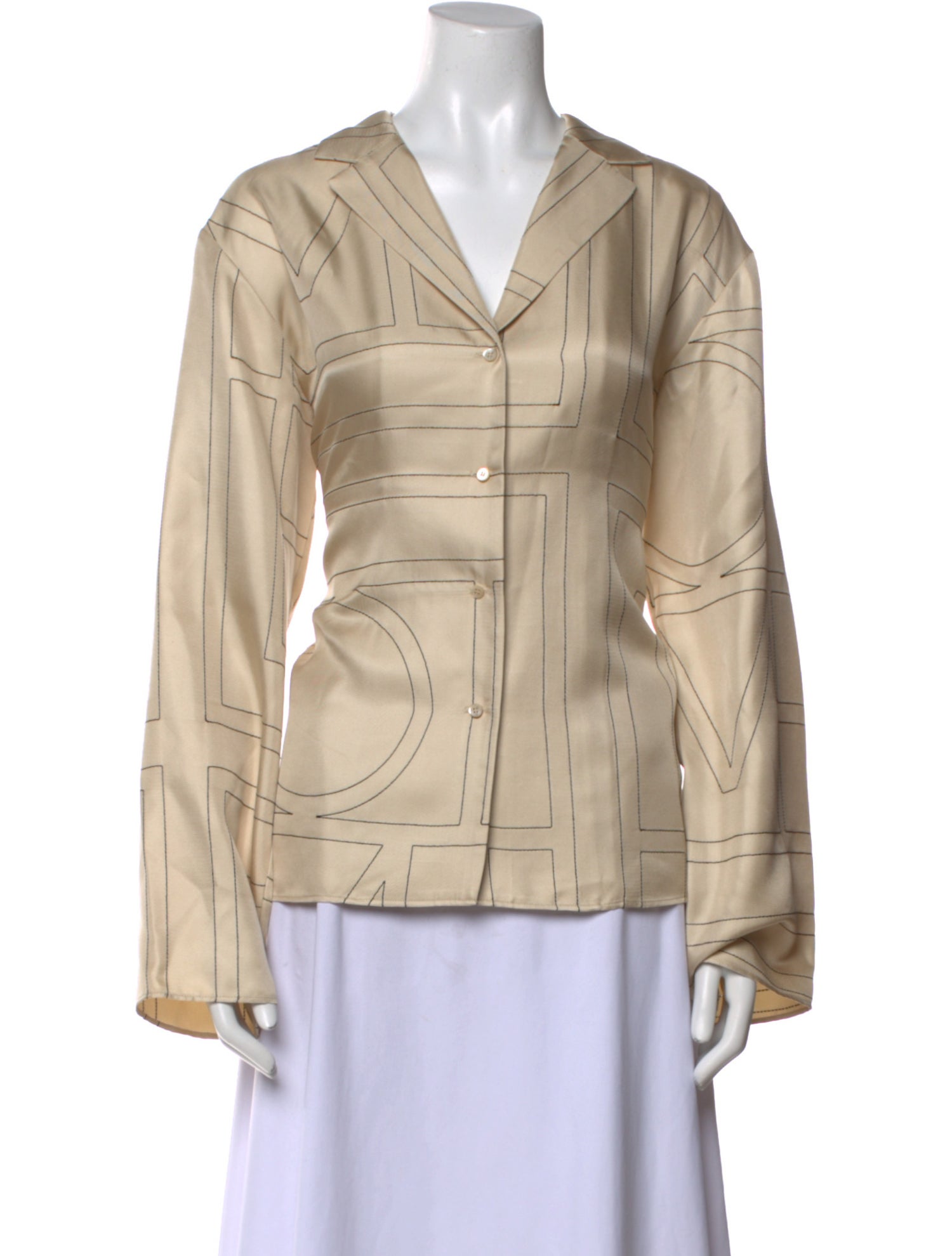 TOTEME Silk Embroidered Accent Pajamas