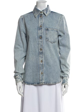 TOTEME Petite Denim Long Sleeve Button-Up Top