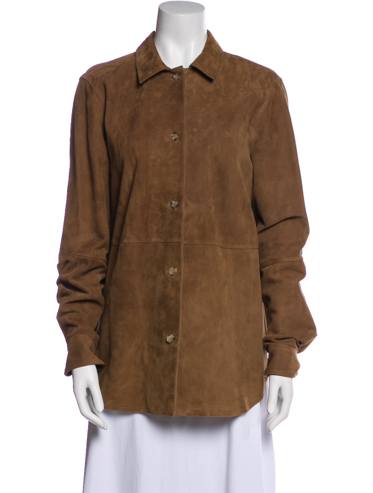 TOTEME Soft Suede Shirt Leather Button-Up Top
